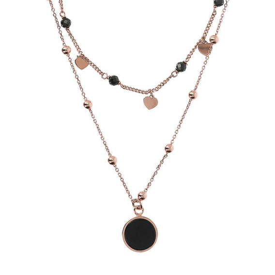 2 STRANDS NECKLACE WITH FACETED GEMSTONE - ALL NECKLACES