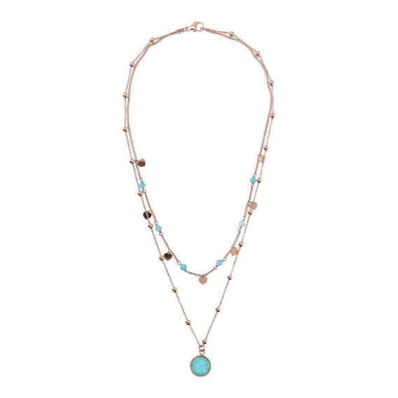 2 STRANDS NECKLACE WITH FACETED GEMSTONE - ALL NECKLACES