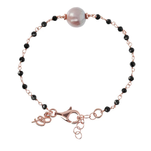 Black Spinel and Rose Pearl Bracelet - BRACELET Bracelets