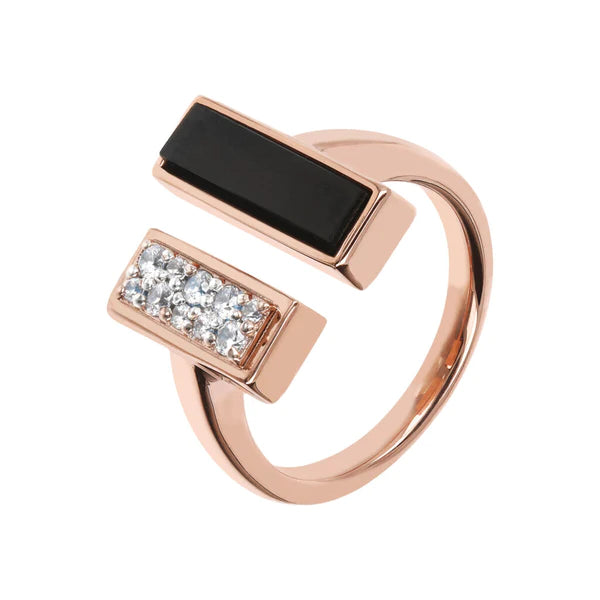 Cubic Zirconia and Carré Stone Ring - bronzallure ring ALL