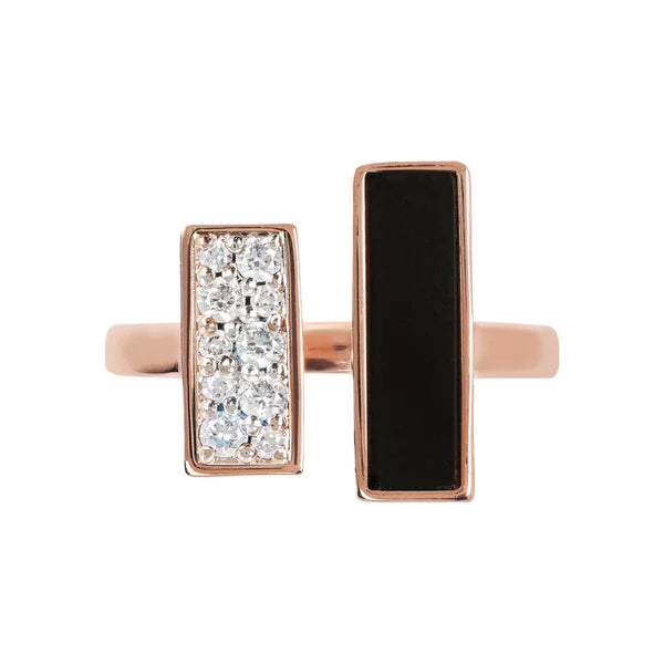 Cubic Zirconia and Carré Stone Ring - bronzallure ring ALL