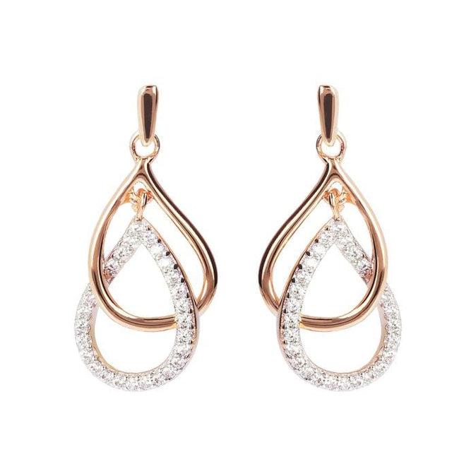 Cubic Zirconia Double Drop Earrings - BRONZALEUR EARINGS ALL