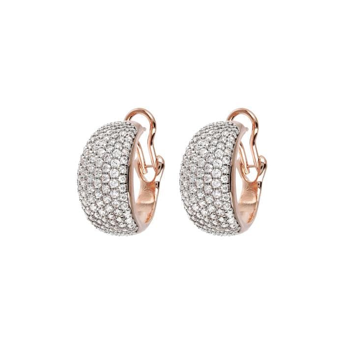 Cubic Zirconia Pavé Domed Earrings - BRONZALEUR EARINGS ALL