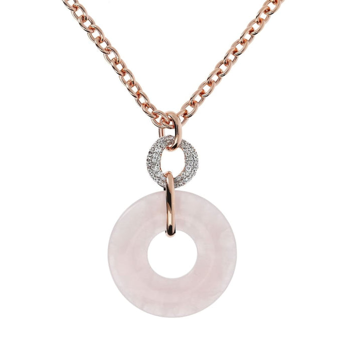 Double Stone and Cubic Zirconia Pendant Necklace -