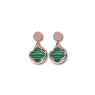 Four-Leaf Clover Dangle Earrings GREEN MALACHITE - Jewelry