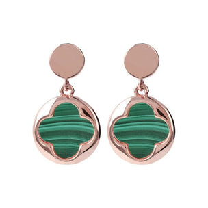 Four-Leaf Clover Dangle Earrings GREEN MALACHITE - Jewelry