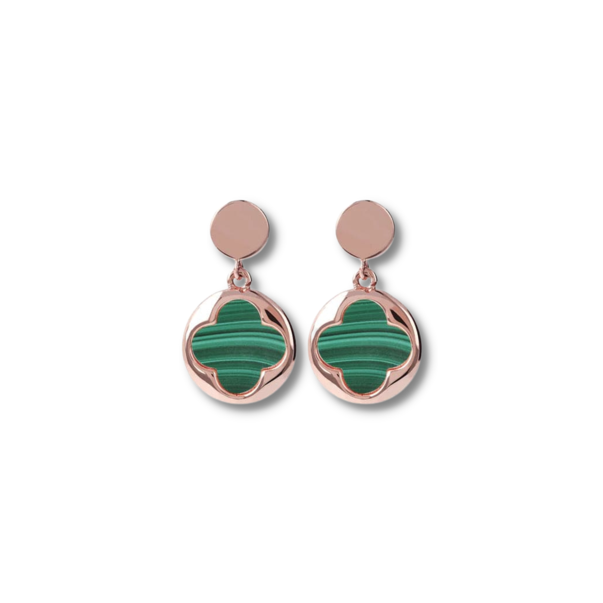 Four-Leaf Clover Dangle Earrings GREEN MALACHITE - Jewelry