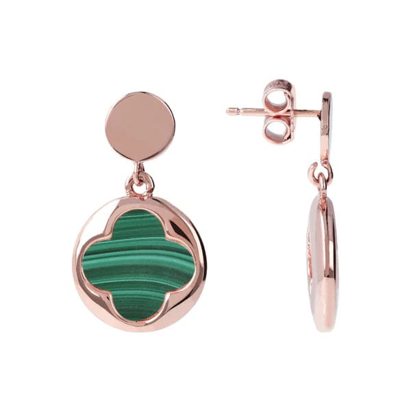 Four-Leaf Clover Dangle Earrings GREEN MALACHITE - Jewelry