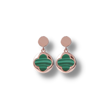 Load image into Gallery viewer, Four-Leaf Clover Dangle Earrings GREEN MALACHITE - Jewelry
