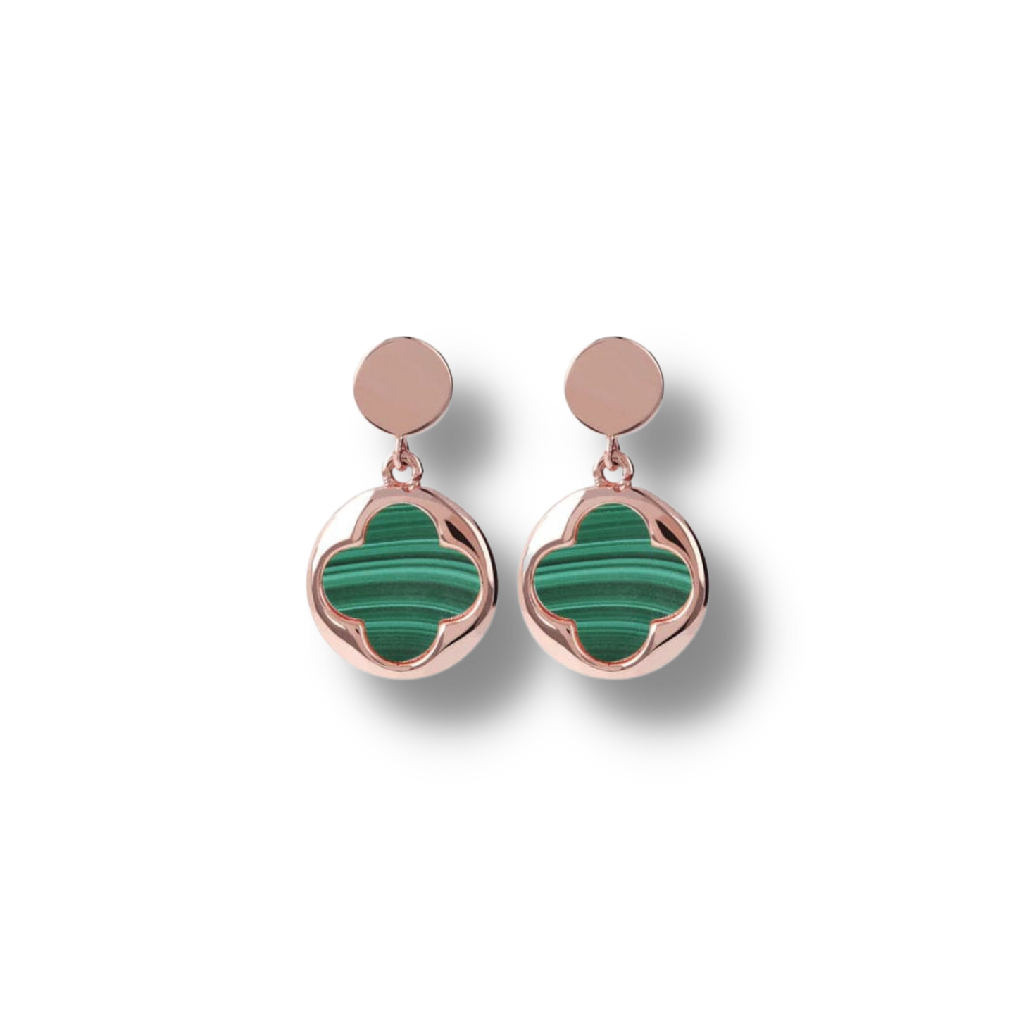 Four-Leaf Clover Dangle Earrings GREEN MALACHITE - Jewelry