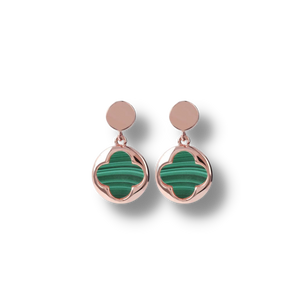 Four-Leaf Clover Dangle Earrings GREEN MALACHITE - Jewelry