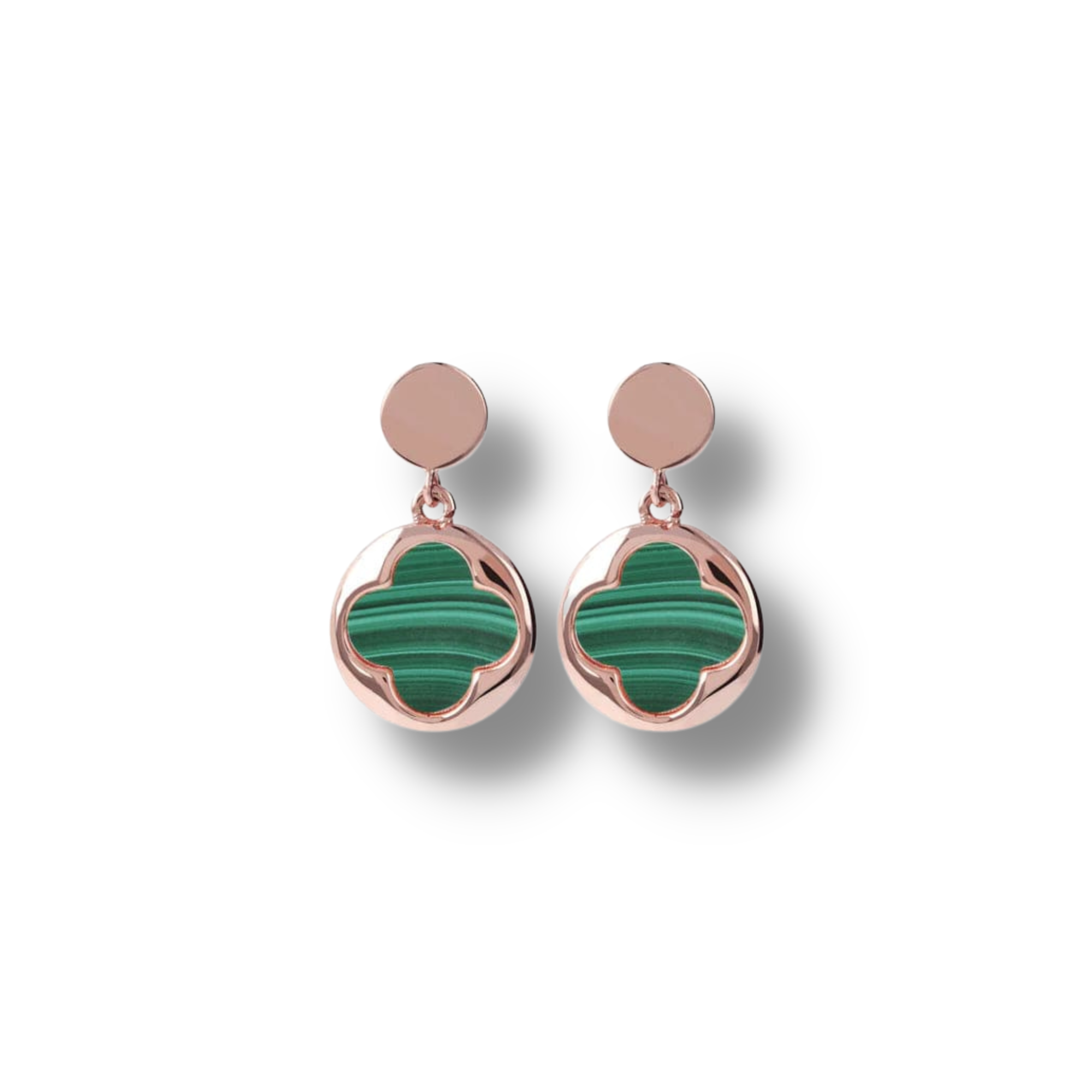 Four-Leaf Clover Dangle Earrings GREEN MALACHITE - Jewelry