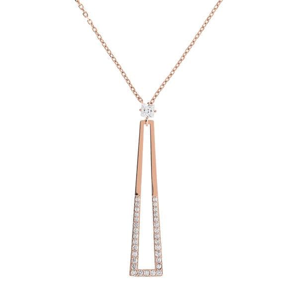 Geometric Pendant and Cubic Zirconia Necklace - BRONZALEUR