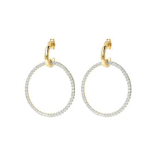 Load image into Gallery viewer, Golden Cubic Zirconia Large Circle Drop Earrings -
