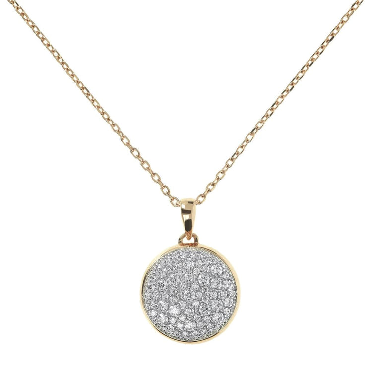 Golden Cubic Zirconia Round Necklace - WSBZ01041Y.Y -