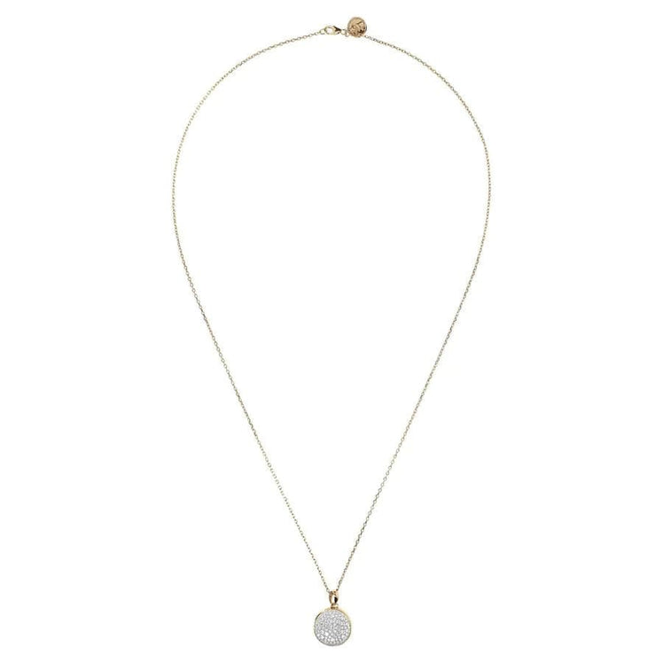 Golden Cubic Zirconia Round Necklace - WSBZ01041Y.Y -