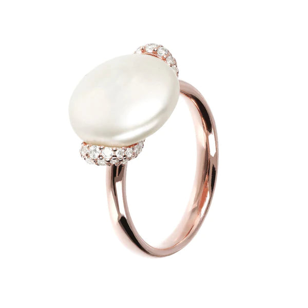 Maxima Freshwater Pearl Ring with Cubic Zirconia -