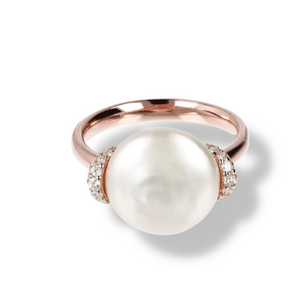 Maxima Freshwater Pearl Ring with Cubic Zirconia - Rings ALL