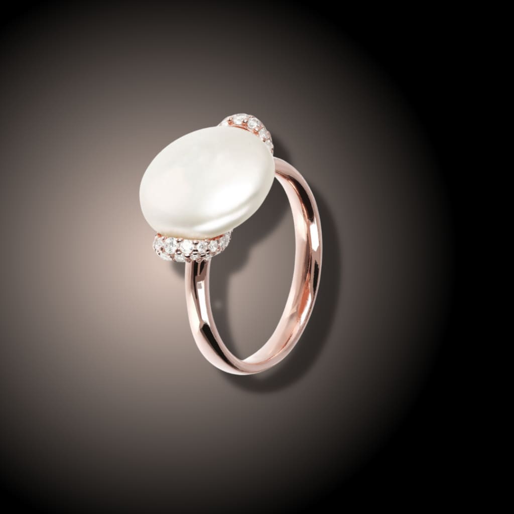 Maxima Freshwater Pearl Ring with Cubic Zirconia - Rings ALL