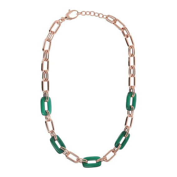 Mesh Necklace with Natural Stone Details - BRONZALEUR