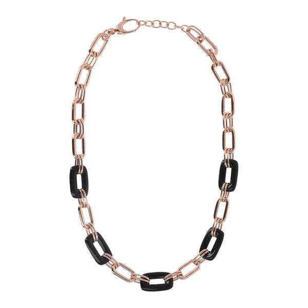 Mesh Necklace with Natural Stone Details - BRONZALEUR