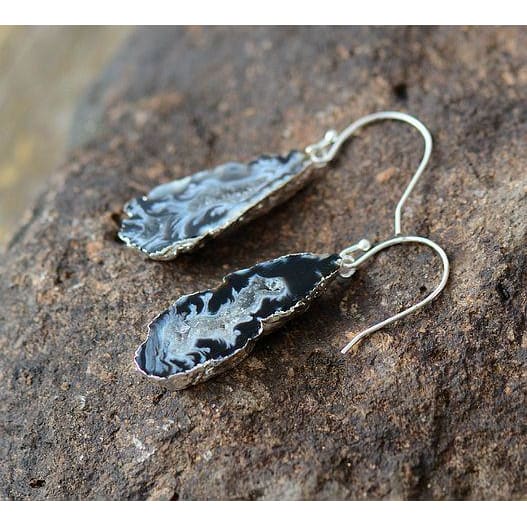 Natural Agate Dangle Earrings - EARINGS