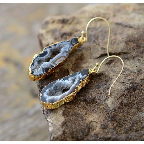 Natural Agate Dangle Earrings - EARINGS