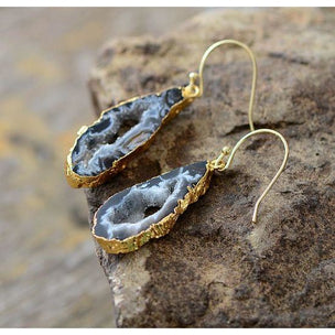 Natural Agate Dangle Earrings - EARINGS