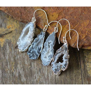 Natural Agate Dangle Earrings - EARINGS