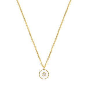 Optic White Enamel Disc Gold Necklace - NECKLACE ANIA HAE