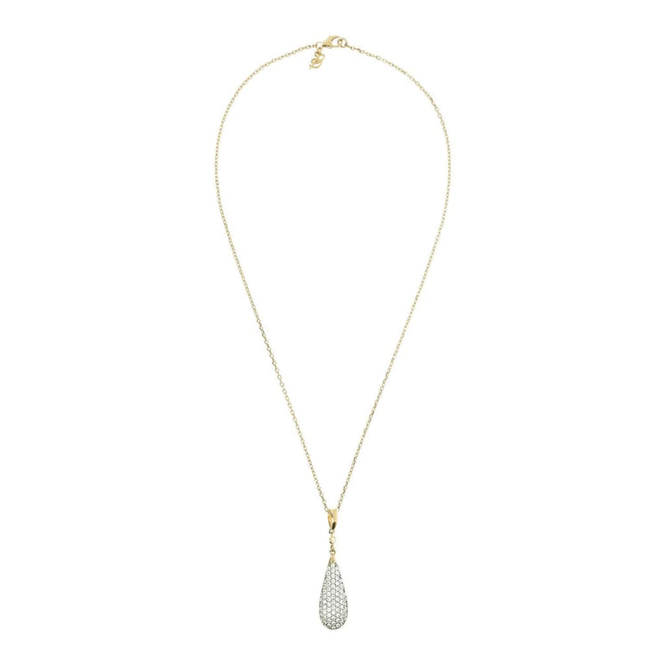 Pave Drop Golden Pendant Necklace - WSBZ01235Y.Y - Jewelry