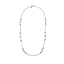 Load image into Gallery viewer, Pink Stationary Necklace with Gemstones - BRONZALEUR
