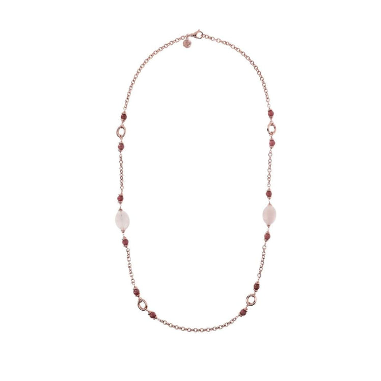 Pink Stationary Necklace with Gemstones - BRONZALEUR