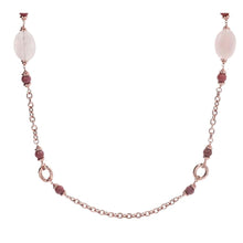 Load image into Gallery viewer, Pink Stationary Necklace with Gemstones - BRONZALEUR
