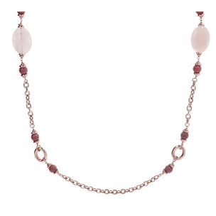 Pink Stationary Necklace with Gemstones - BRONZALEUR