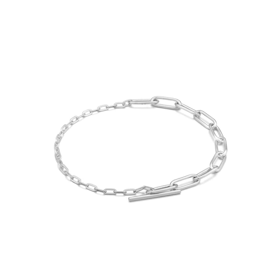 Silver Mixed Link T-bar Bracelet - ANIA HAE JEWELLERY