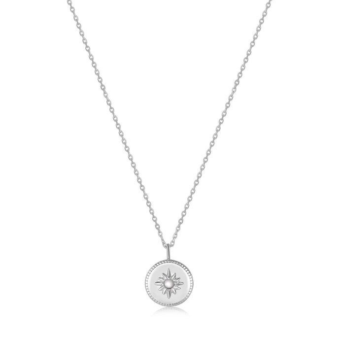 Silver Mother of Pearl Sun Pendant Necklace - NECKLACE ANIA