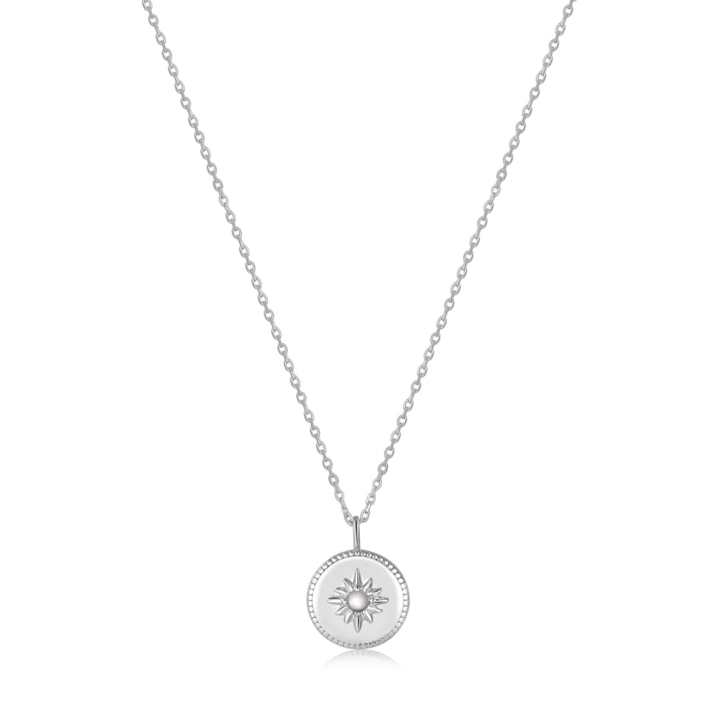 Silver Mother of Pearl Sun Pendant Necklace - NECKLACE ANIA