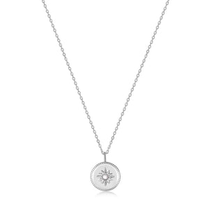 Silver Mother of Pearl Sun Pendant Necklace - NECKLACE ANIA