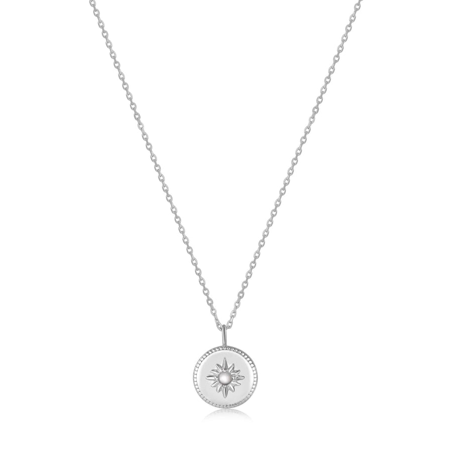 Silver Mother of Pearl Sun Pendant Necklace - NECKLACE ANIA