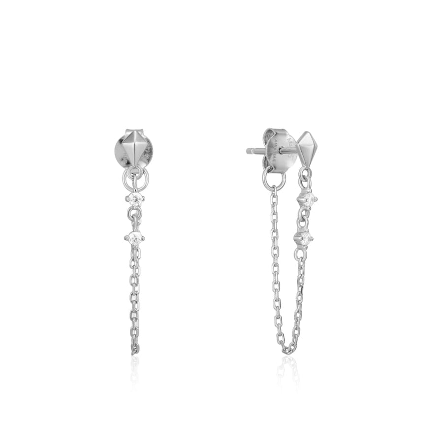 Silver Spike Chain Stud Earrings - ALL EARINGS