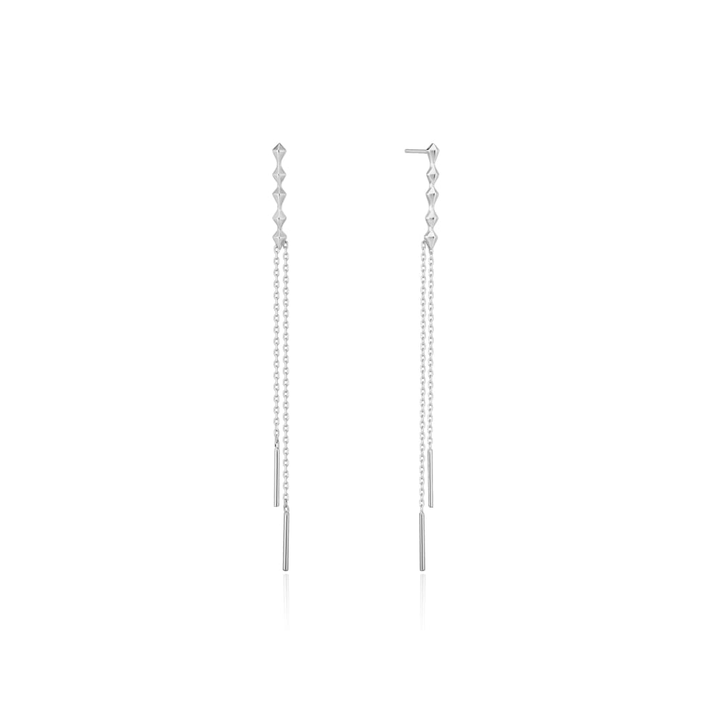 Silver Spike Double Drop Earrings - ALL EARINGS