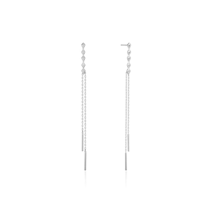 Silver Spike Double Drop Earrings - ALL EARINGS