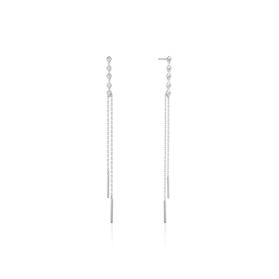 Silver Spike Double Drop Earrings - ALL EARINGS