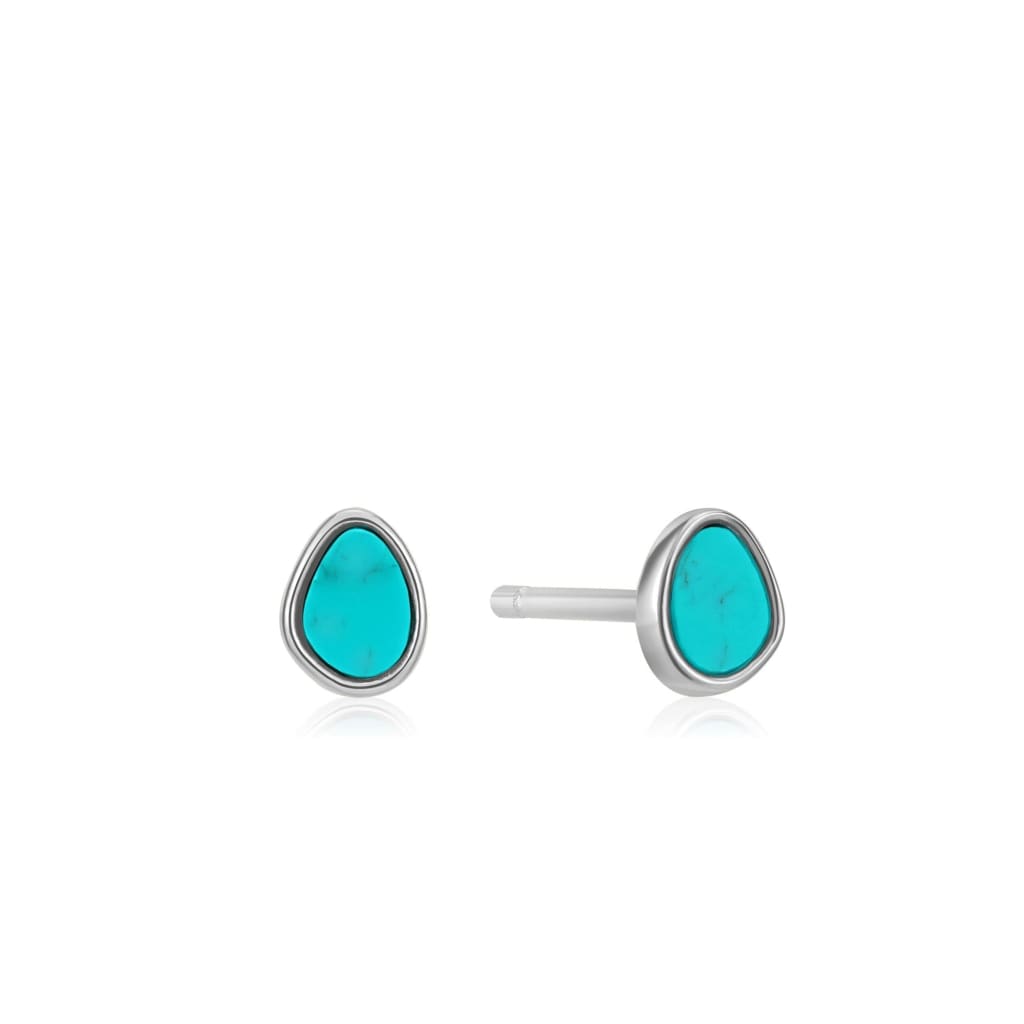 Silver Tidal Turquoise Stud Earrings - ALL EARINGS