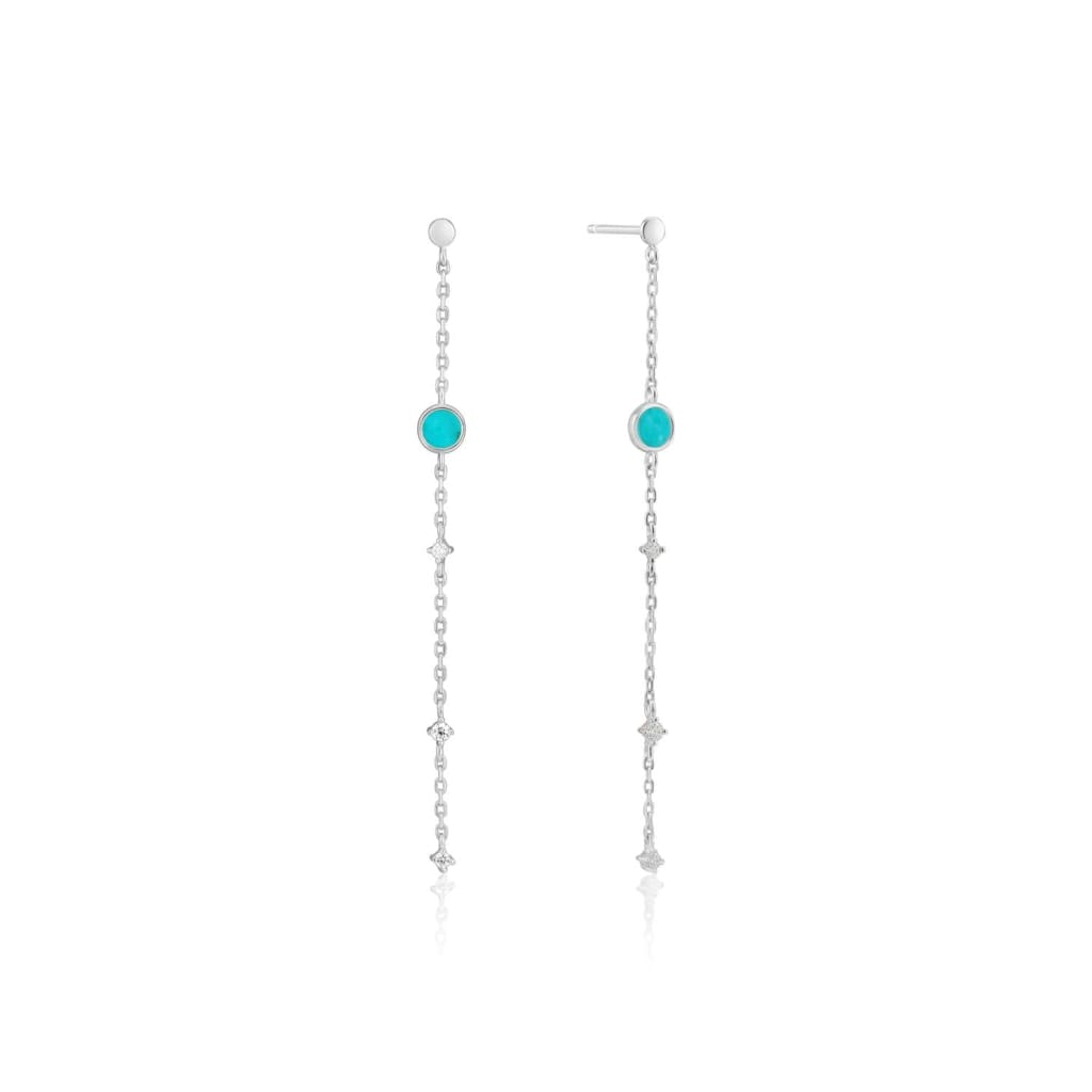 Silver Turquoise Drop Earrings - ALL EARINGS