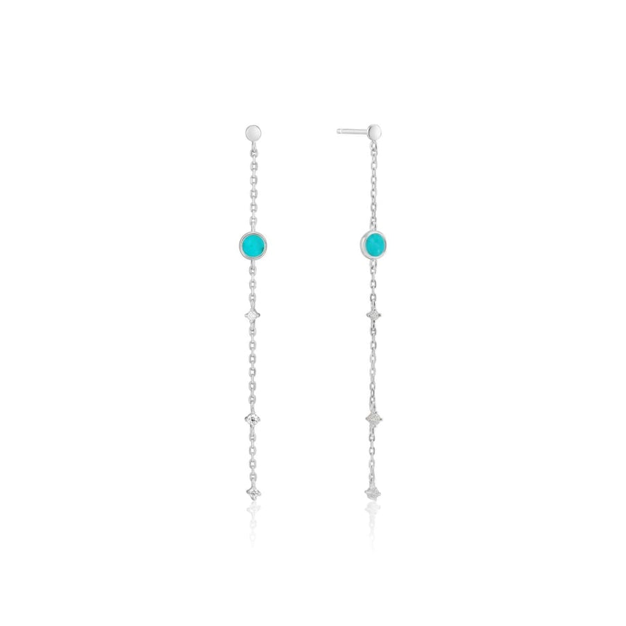 Silver Turquoise Drop Earrings - ALL EARINGS