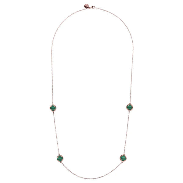 Small Four-Leaf Clover Long Necklace - BRONZALEUR NECKLACE