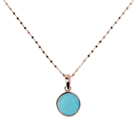 Stone Mini Disc Pendant Necklace SKU: WSBZ01022.AZ - Jewelry