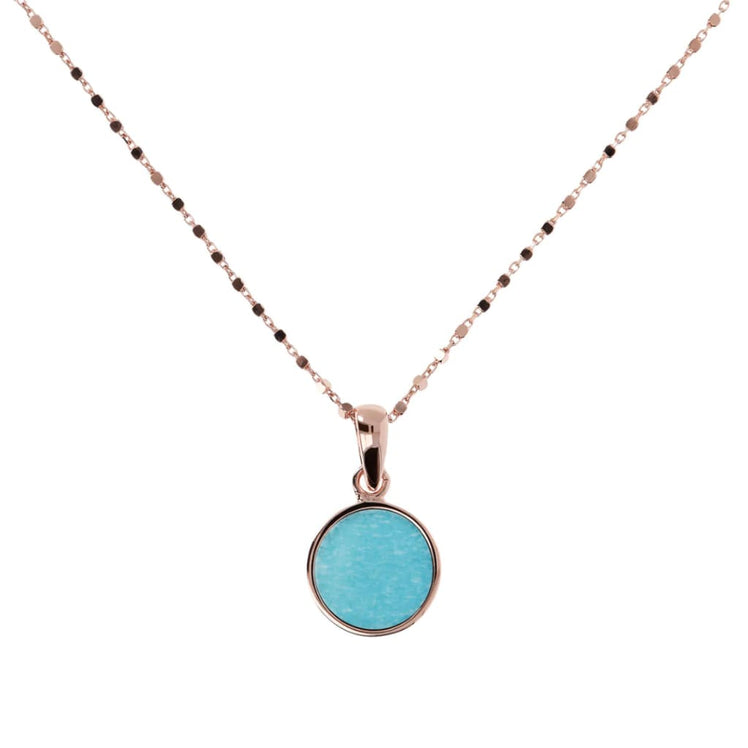 Stone Mini Disc Pendant Necklace SKU: WSBZ01022.AZ - Jewelry